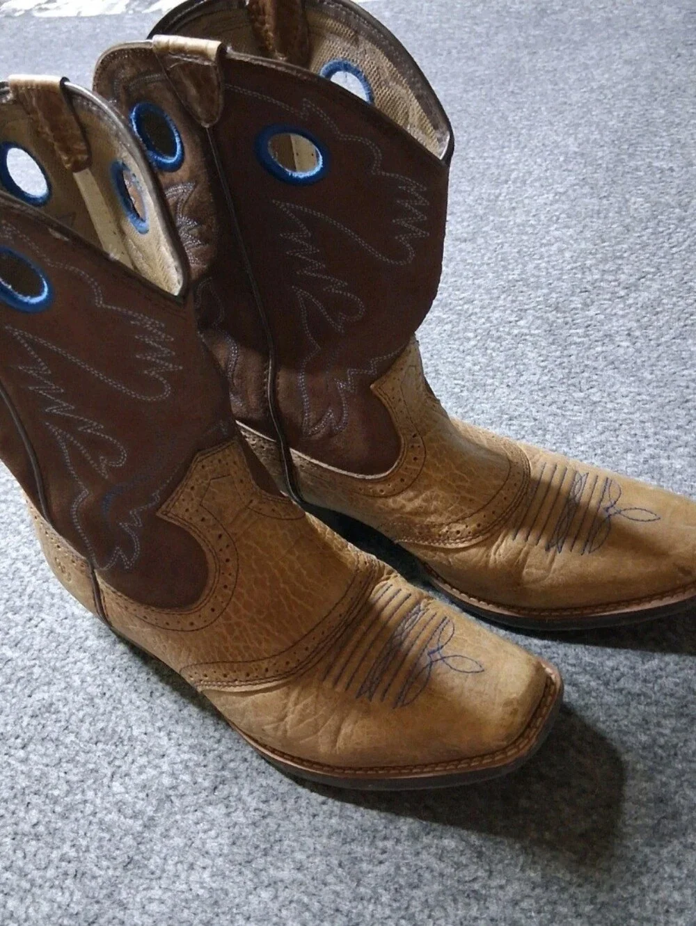 Ariat Kids Rough Stock Leather Cowboy Boots Size 6Y Square Toe Western